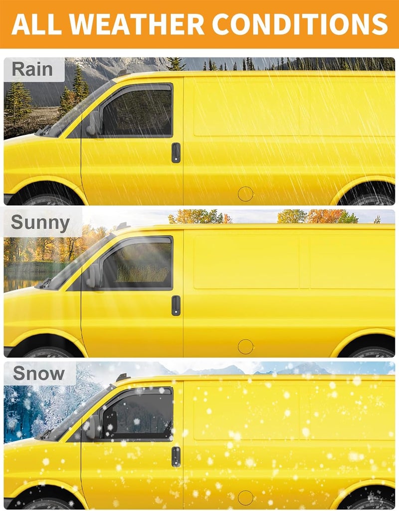 Deejecsun in-Channel Window Rain Guards Fit for Chevy Express Van 1996-2026 & GMC Savana 1996-2026 Rain Guard Extra Durable Window Deflectors Vent Visors Vent Shades Exterior Car Accessories - Image 5